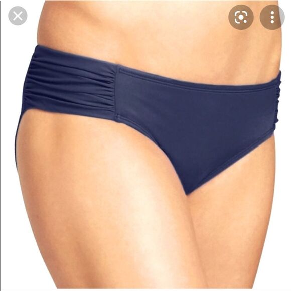 NWT Athleta Shirred Bikini Bottoms in Navy Blue SZ XL - Picture 1 of 4